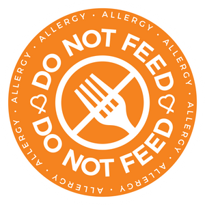 Do Not Feed sticker, meant to notify and remind those that the person wearing this sticker has an allergy and should not be fed to prevent exposure.