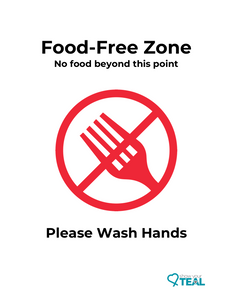 Food-Free Zone poster used to display an area or location that you want to keep free of food.