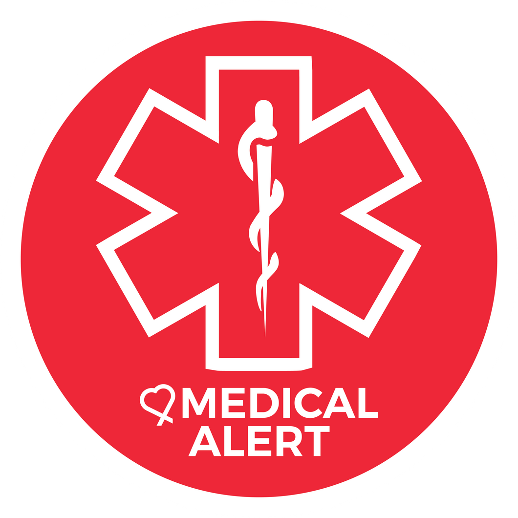 Medical Alert sticker used to identify where medicine and other medical supplies are kept