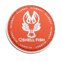 Shellfish Alert patch to be used on medical bag, backpacks and other bags. Can be used where you use moral patches.
