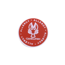Shellfish Allergy alert charm meant to be used on a medical alert bracelet or band. Used to help alert others and help prevent exposure to shellfish